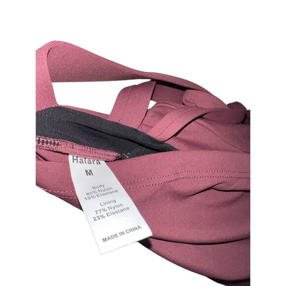 Halara High Neck Backless Racerback Cropped Tank Top Sz Medium Womens Burgundy M - Picture 3 of 8